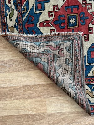 Designev 133x181 Cm El Dokuma Kırmızı Ve Mavi Dekoratif Boho Stili Geometrik Desenli Anadolu Kilim