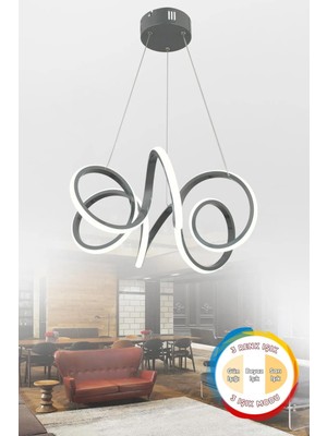 Woodhub Dolares Füme Modern Sarkıt 3 Renk Işık Salon Mutfak Oda Hol Ledli Avize