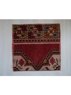 DesignEv 53X53 cm El Dokuma Küçük Boy Kapı Önü Kilim Harika Kondisyonlu Kilim