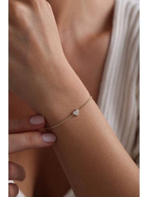 Tufanlar Kuyumculuk 14 Ayar Altın Taşlı Kalp Bileklik