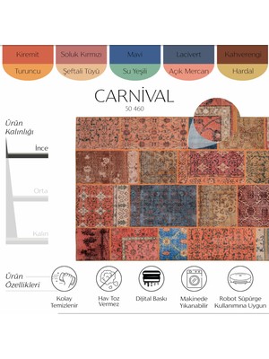 Cool Halı Carnival Renkli Patchwork Halı Yolluk Dokuma Şönil Halı Makinede Yıkanabilir Eskitme Vintage Halı