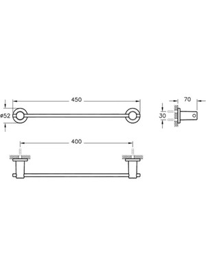 VitrA Ilia A44164 Uzun Havluluk, Krom