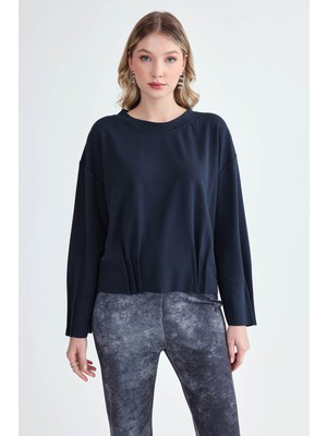 Yuvarlak Yaka Modal Kumaş Salaş Bluz