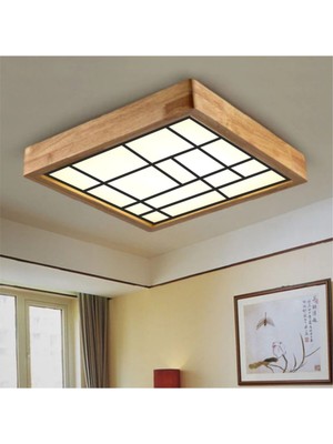 Woodhub Ahşap Çerçeve Tavan LED Aydınlatma Avize 30*30 cm  Salon Mutfak Balkon Beyaz 6500K Işık AV3030TEKLI