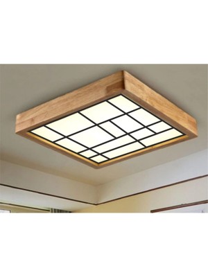 Woodhub Ahşap Çerçeve Tavan LED Aydınlatma Avize 30*30 cm  Salon Mutfak Balkon Beyaz 6500K Işık AV3030TEKLI