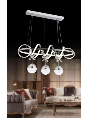 Woodhub Kuzey Sıralı Kromkaplamalı 3 Renk Sarkıt LED Avize Modern
