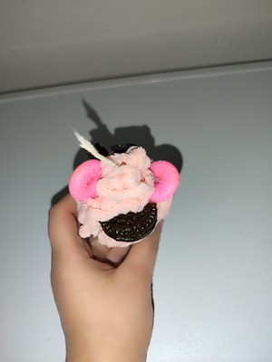 Home Cupcake Donatlı Pembe Kremalı Mum