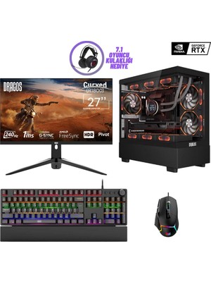 Dragos DRX7138 Ryzen 5 7600 16GB Ddr5 Ram 1tb Nvme 16GB RTX4060TI 27 Inç 240Hz Curved Oyuncu Bilgisayarı