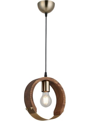 Woodhub Manya Tekli Ahşaplı Antik Lak Avize 1 x E27