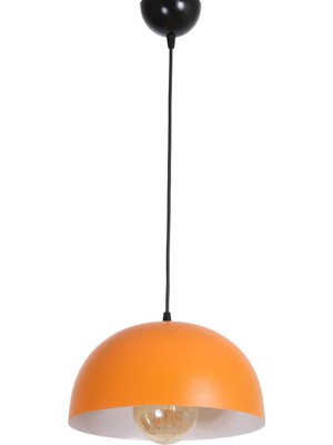 Woodhub Madrid Özel Tasarım Cafe - Mutfak Model Metal Turuncu Sarkıt Tekli Avize