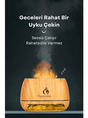 Yussraw Hava Nemlendircisi - Taşınabilir - Işıklı - Aroma Yayıcılı - 200 ml Kapasiteli - Taş Hediyeli