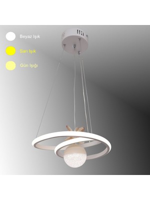 Woodhub TT404-TPL-BY Tt Aydınlatma Göz Modeli Mat Beyaz Tek Toplu 3 Renk Modüllü Ledli Avize