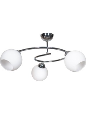 Woodhub Dönence Modern Lüks Tasarım Krom Renk Beyaz Camlı Salon - Mutfak - Yatak Odası 3 Lü Avize