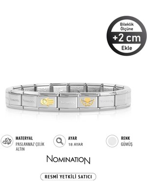 Nomination Italy Composable 18K Altın Fatımanın Eli & 18K Altın Kanatlı Kalp Paslanmaz Çelik Silver Silver