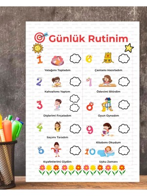 Hsn Günlük Rutin Sorumluluk Kazanım Tablosu Kız Çocuk 1 Adet Pcv Kaplı Silinebilir