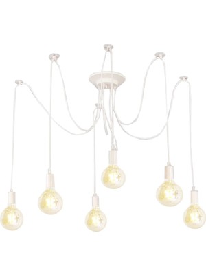 Woodhub Kablolu Örümcek 6 Lı Beyaz Tavana Monte Sarkıt Avize