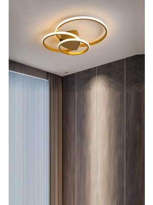 Woodhub Ivan Modern Tasarım Eskitme Renk Salon Mutfak Hol Beyaz LED 3 Lü Avize