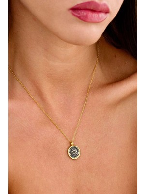 14 K Gold Kaplama 925 Ayar Gümüş Evil Eye Kolye