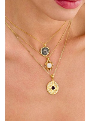 14 K Gold Kaplama 925 Ayar Gümüş Evil Eye Kolye