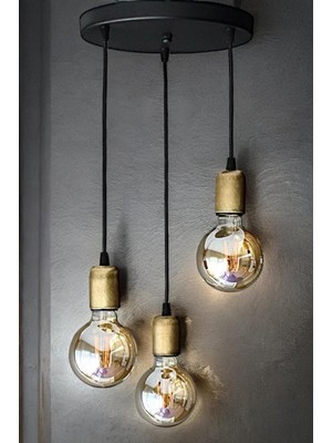 Woodhub Retro Rustik Modern Eskitme Duy Agora 3'lü Sarkıt