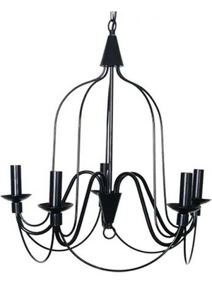 Woodhub Kontes 5 Li Siyah Kollu Avize