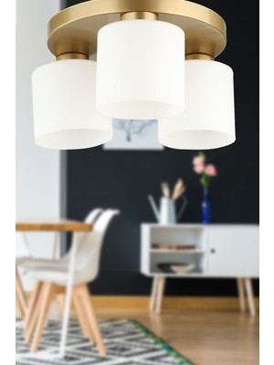 Woodhub Rana 3.lü Camlı Tepsili Avize Eskitme
