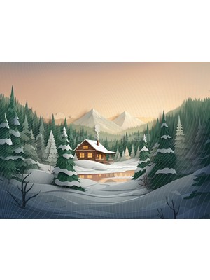 Venspor Huzurlu Kış Manzarası Arka Planı – 200X150CM Stüdyo Fonu