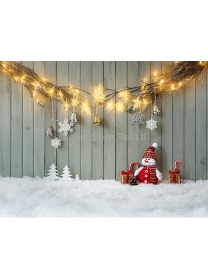 Venspor Kış Dekoru ve Sevimli Kardan Adam Temalı Arka Plan 200 x 150 cm Stüdyo Fonu