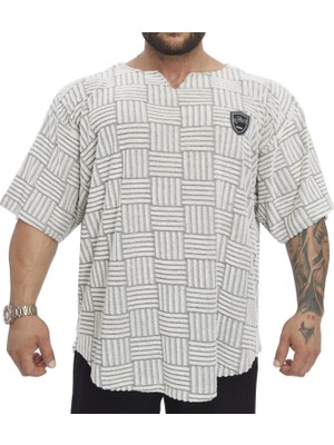 Oversize Rag Top Örgü Dokulu Pamuklu Geniş Kesim Tişört Big Sam 3361