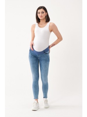 Busa Hamile Alt Karın Destekli Skinny Kot Pantolon Açık Mavi