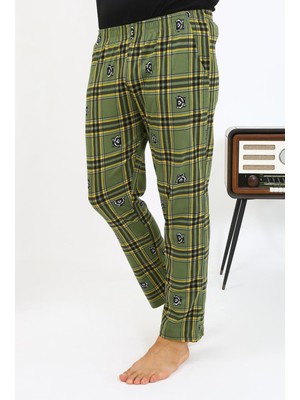 Akbeniz Erkek Ekoseli Desen Penye Tek Alt Pijama 27540 Haki