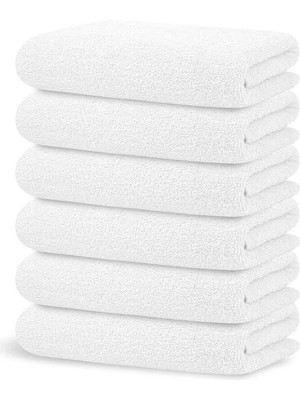 Otelvıo 6'lı Set Beyaz %100 Pamuk Otel Banyo Havlusu 70X140 Cm, Otel Havlusu