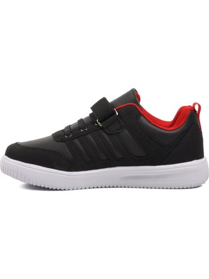 Walkway F Siyah Beyaz Kırmızı Cırtlı Çocuk Sneaker