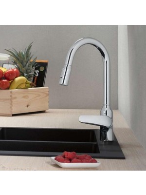 Hansgrohe Focus M42 Tek Kollu Eviye Bataryası - Çekilebilir El Duşu - 2 Jet Sbox - 71821000