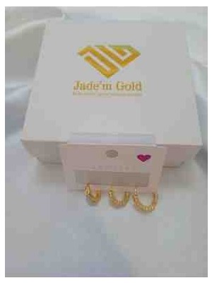 Jade'm Gold Paslanmaz Çelik Zirkon Taşlı Gold Küpeler