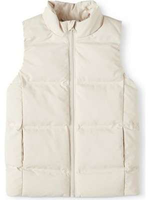 Nmfmellow Long Puffer Bej Kız Çocuk Yelek