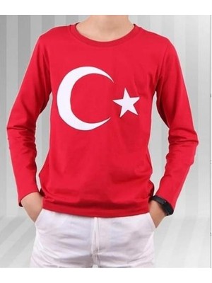 Eren Style Unisex Türk Bayraklı T-Shirt Kısa Kol Slim Fit Gömlek Yaka Pamuklu Kumaş
