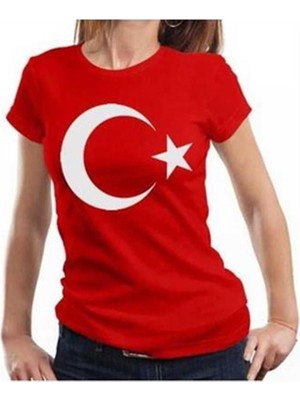 Unisex Kırmızı Türk Bayraklı Kısa Kol T-Shirt