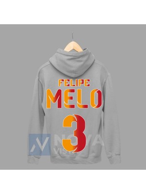 Felipe Melo 3 Numara Futbol Forma Baskılı Unisex Siyah Gri Fermuarlı Ceket