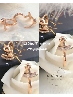 Sonat Collection Yeni Sezon Xuping Vip Seri Zirkon Taşlı Gold Çelik Küpe