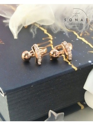 Sonat Collection Yeni Sezon Xuping Vip Seri Zirkon Taşlı Gold Çelik Küpe