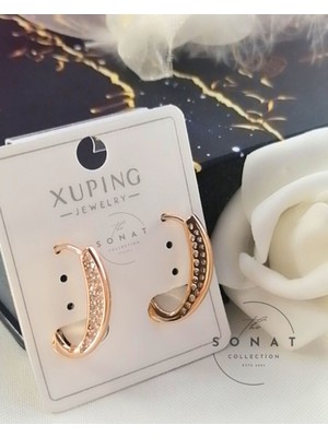 Sonat Collection Xuping Vip Seri Rose Gold Renk Zirkon Taşlı Çelik Küpe