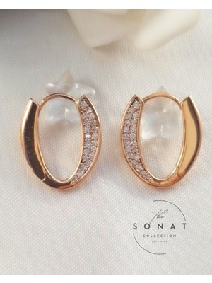 Sonat Collection Xuping Vip Seri Rose Gold Renk Zirkon Taşlı Çelik Küpe