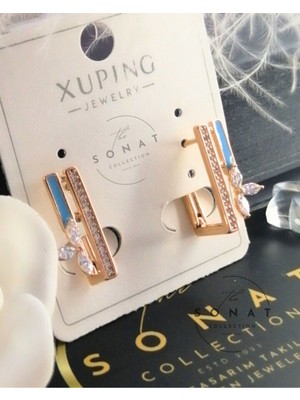 Sonat Collection Xuping Vip Seri Rose Gold Renk Zirkon Taşlı Çelik Küpe