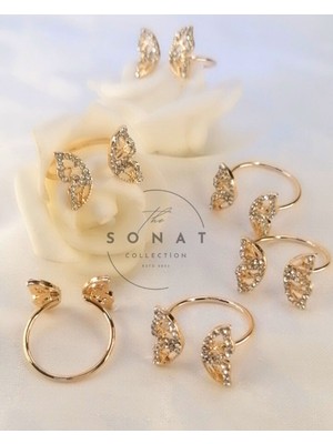 Sonat Collection Vip Seri Xupıng Solmaz, Kararma Yapmaz Gold Zirkon Taş Kelebekli Ayarlanabilir Yüzük