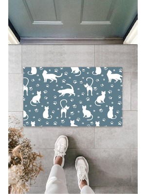 Gri Kapı Önü Paspası Kedi Patisi Desen  K-3254