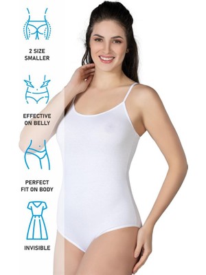 Beyaz Emay 1415 Modal Cotton Çıtçıtlı Ince Askılı Body Xl