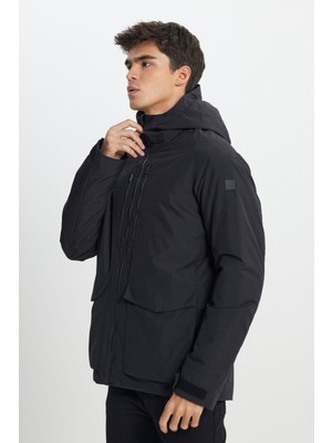 Lee Relaxed Fit Geniş Kesim Kapüşonlu Siyah Parka