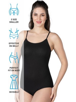 Siyah Emay 1415 Modal Cotton Çıtçıtlı Ince Askılı Body L