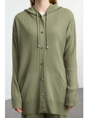 Ersefa Tarz Kadın Modern Moda Normal Bel Geniş Paça Kapüşonlu Kapüşonlu Oversize Triko Alt-Üst Takım